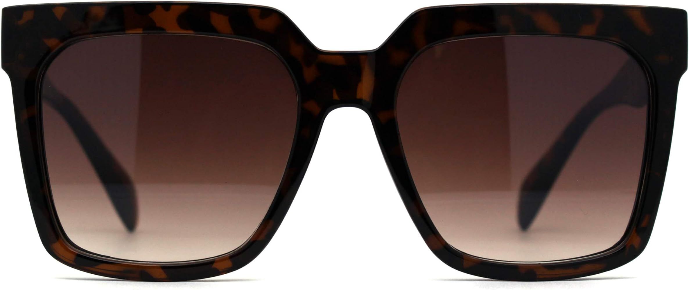 Squared Horn Rim Hipster Chic Plastic Boyfriend Rectangle Sunglasses | Amazon (US)