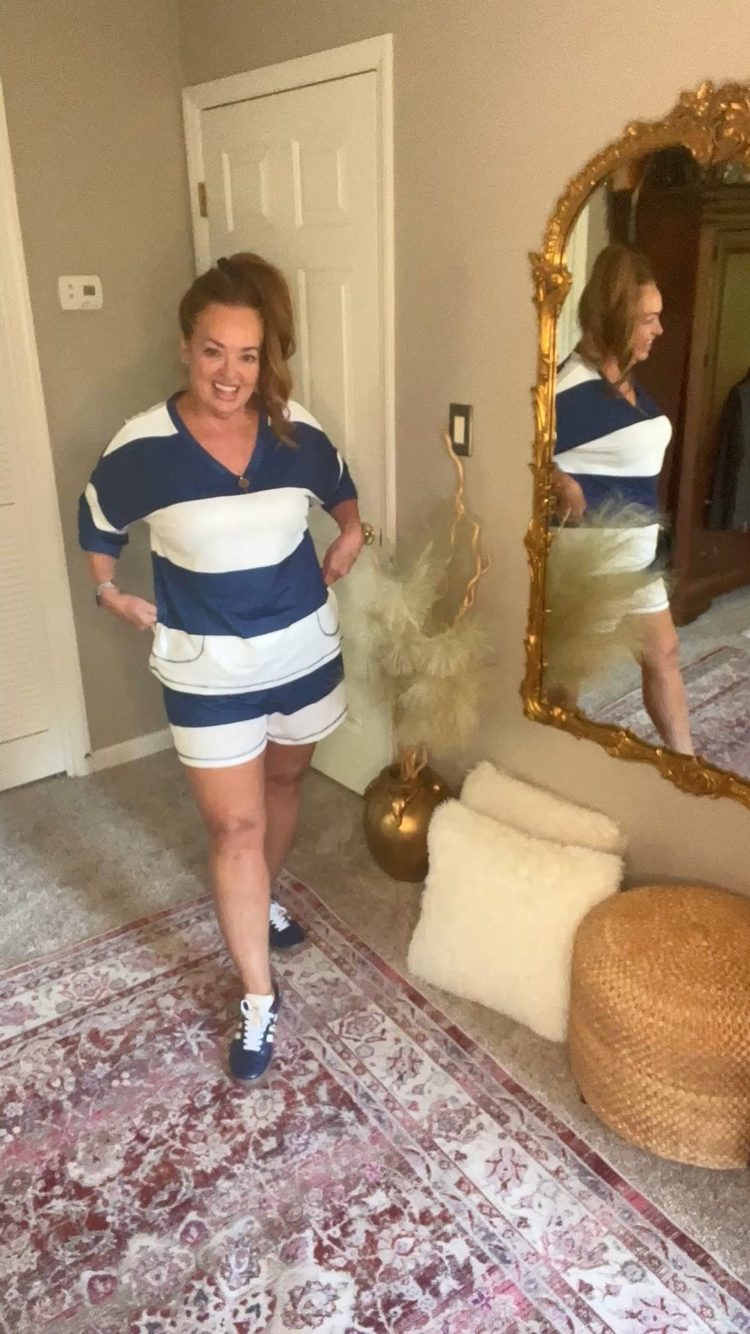 Two piece lounge set 2026 oversized shirt with pockets and matching shorts. 
Currently on sale!

#LTKTravel #LTKMidsize #LTKmorningroutine