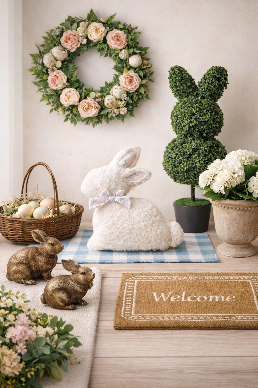 Walmart Spring | Easter Decor Ideas with Neutral Bunny Accents

Follow @farmtotablecreations on Instagram for more cozy home inspiration 🤍

Soft spring layers instantly make any space feel warm and inviting. From the plush bunny and greenery wreath to the classic basket, topiary, and neutral florals, these pieces create a charming Easter look that feels elevated yet cozy — perfect for entryways, living spaces, or anywhere that needs a fresh seasonal touch.

#easterdecor #springdecor #bunnydecor #wreath #throwpillow #doormat #homedecor #neutraldecor #seasonaldecor #walmart 

#LTKSeasonal #LTKHome