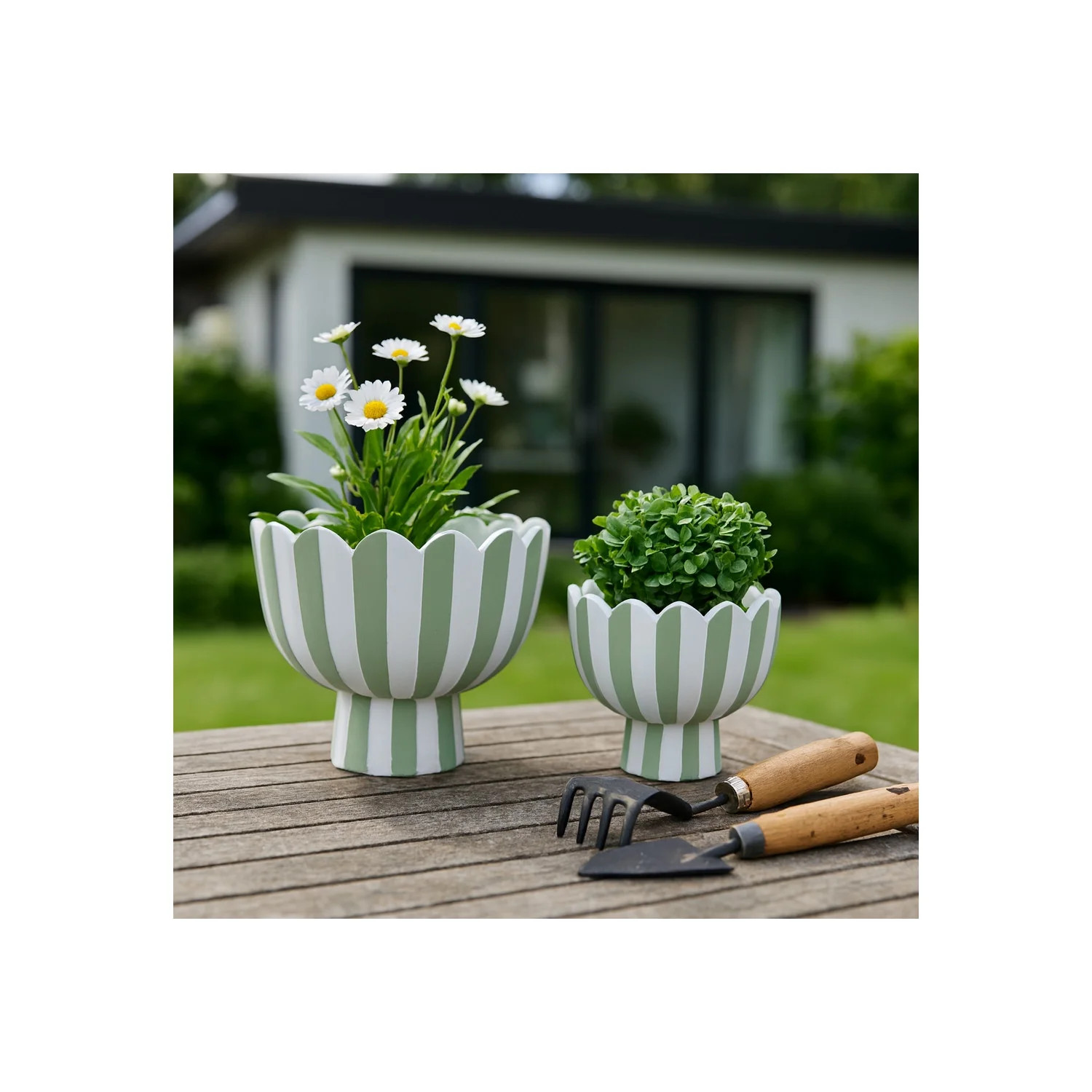 Striped Flower Pots and Planters for Home Decor - Modern Indoor or Outdoor Pots for Plants Perfec... | Walmart (US)