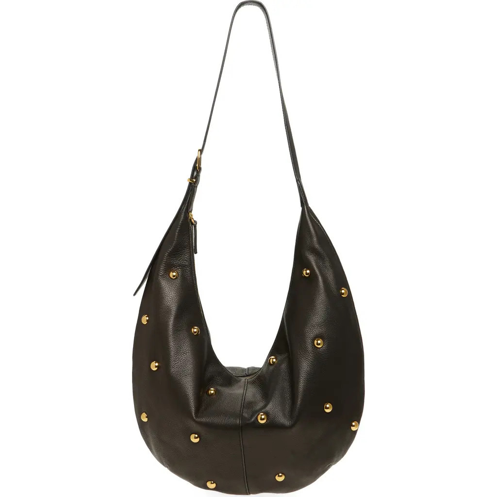 Madewell The Essential Curve Leather Shoulder Bag in True Black Multi at Nordstrom | Nordstrom