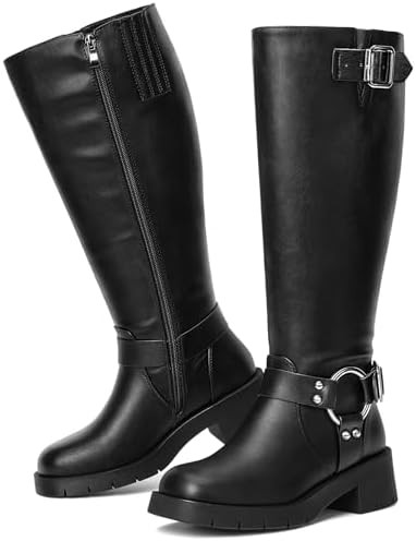 Pasuot Wide Calf Boots for Women - Knee High Square Toe Wide Width Platform Plus Size Tall Boots ... | Amazon (US)