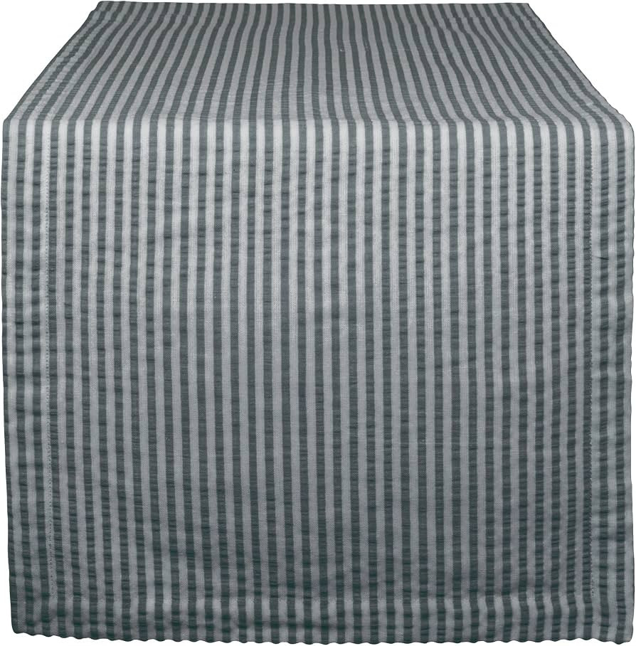 DII 100% Cotton Seersucker Striped Tabletop Collection, Gray, Table Runner, 14x72, 1 Piece | Amazon (US)