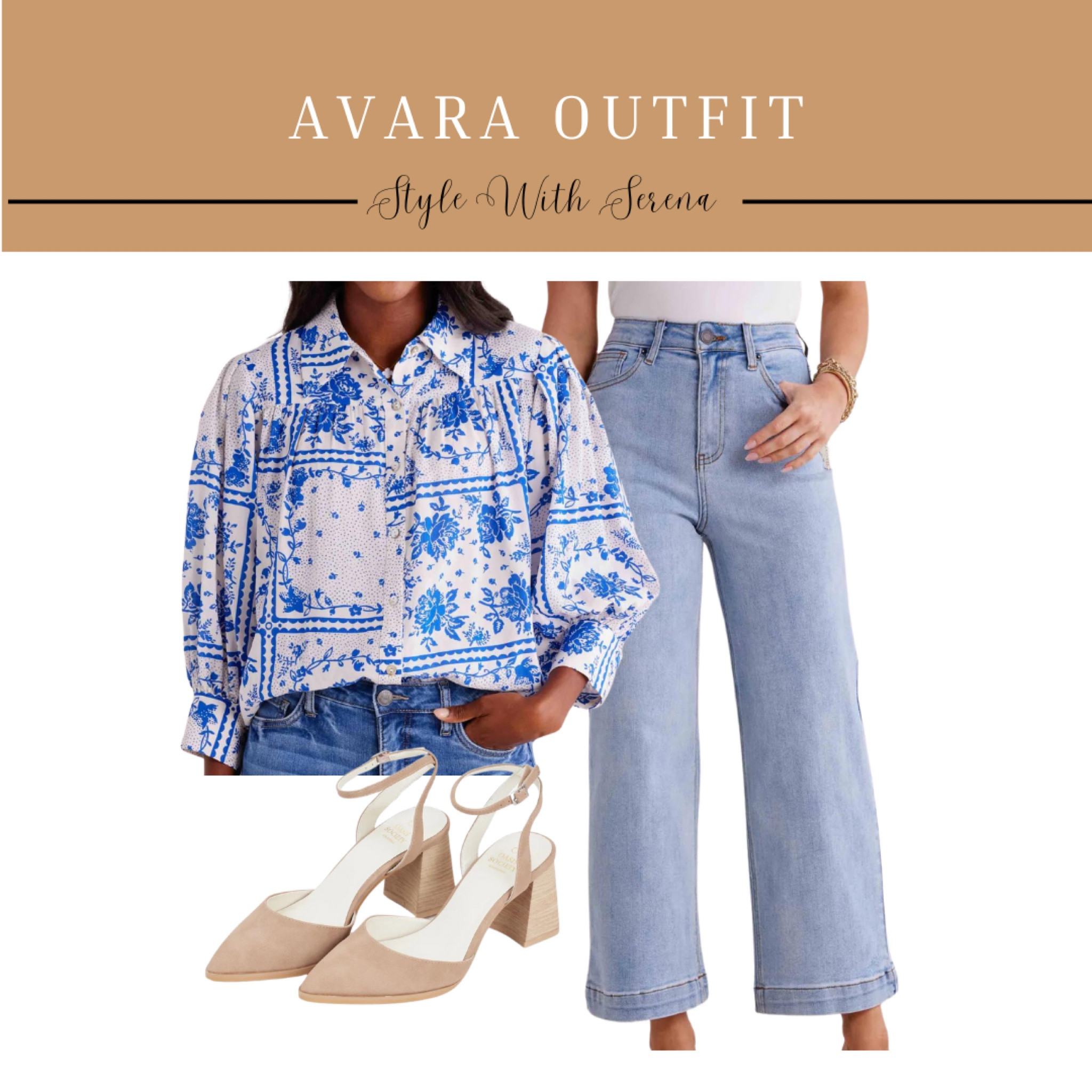 Preppy outfit, Avara outfit, blouse, denim, heels, printed blouse, preppy blouse

#LTKFindsUnder100 #LTKStyleTip #LTKOver40
