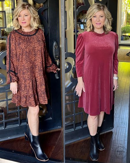 Sharing two dresses I love: The Lace Babydoll Dress in leopard print flatters without being clingy has the perfect length. On the other hand, the velvet dress is perfect for a holiday party and can take you through Valentine's Day! 
#WalmartPartner #WalmartFashion @walmartfashion

#LTKHoliday #LTKSeasonal #LTKstyletip