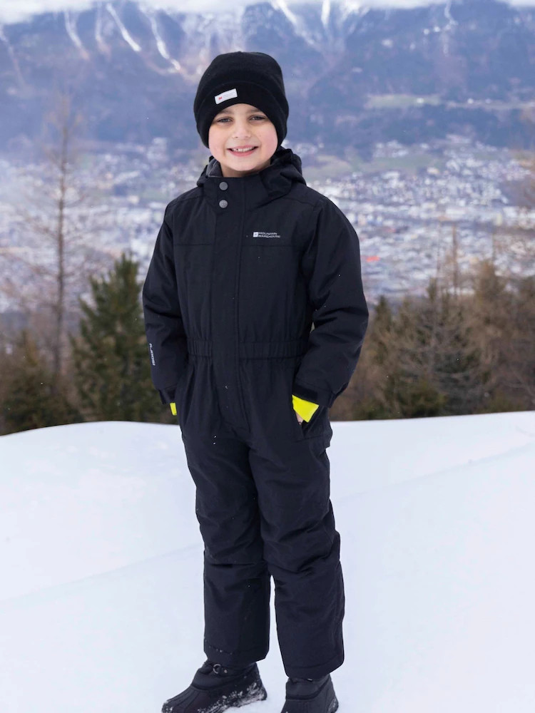 Mountain Warehouse Black Cloud Kids All In One Waterproof Fleece Lined Snowsuit | Next US