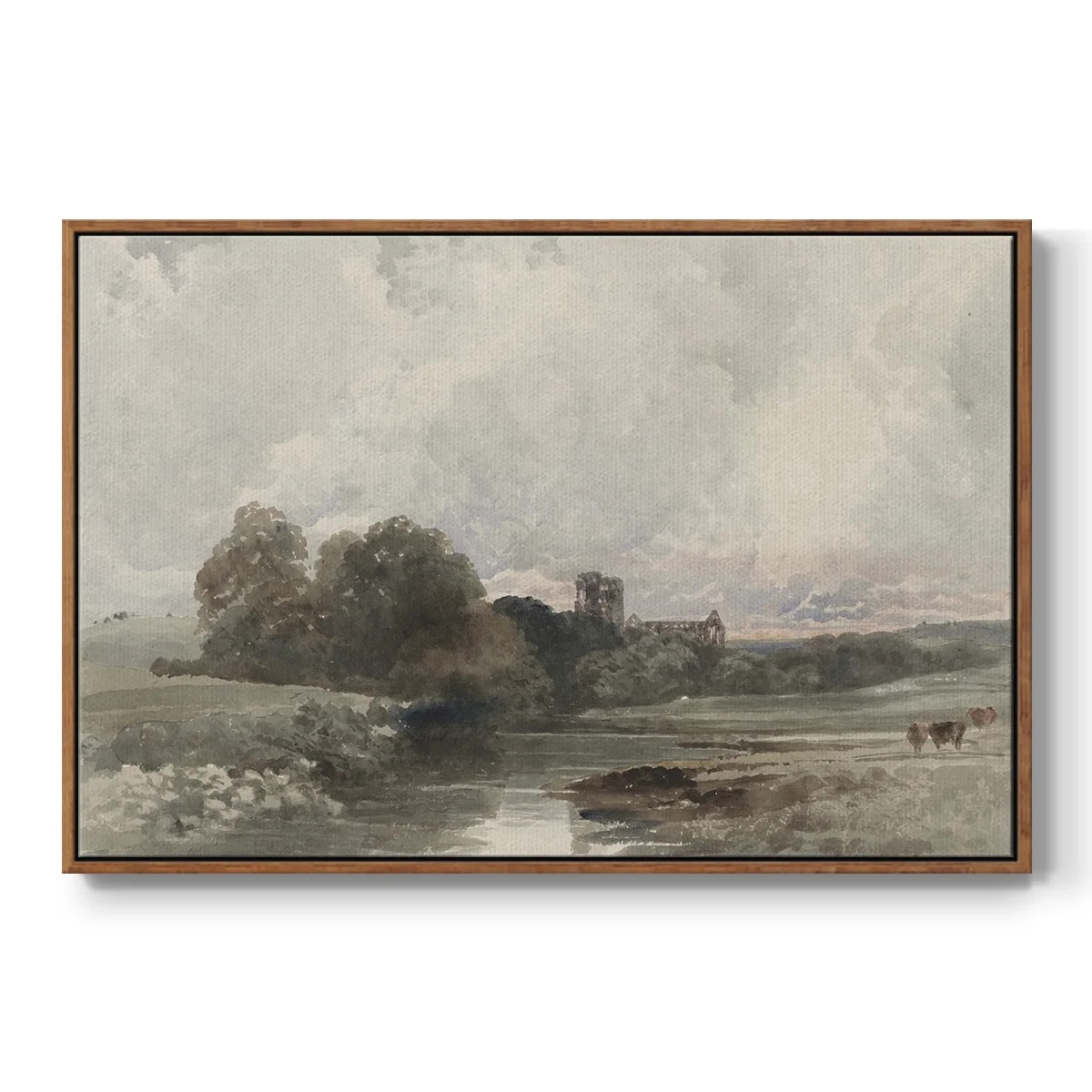 Vintage Landscape-XXXIX By Wexford Home Framed in Walnut Wood Gallery Wrapped Canvas 25 in. x 37 ... | Walmart (US)