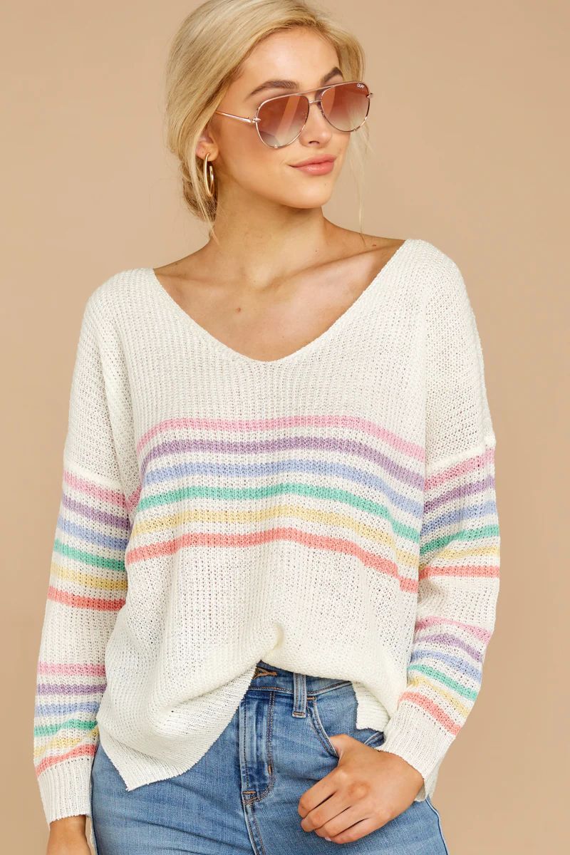 Lead The Day Rainbow Stripe Sweater | Red Dress 