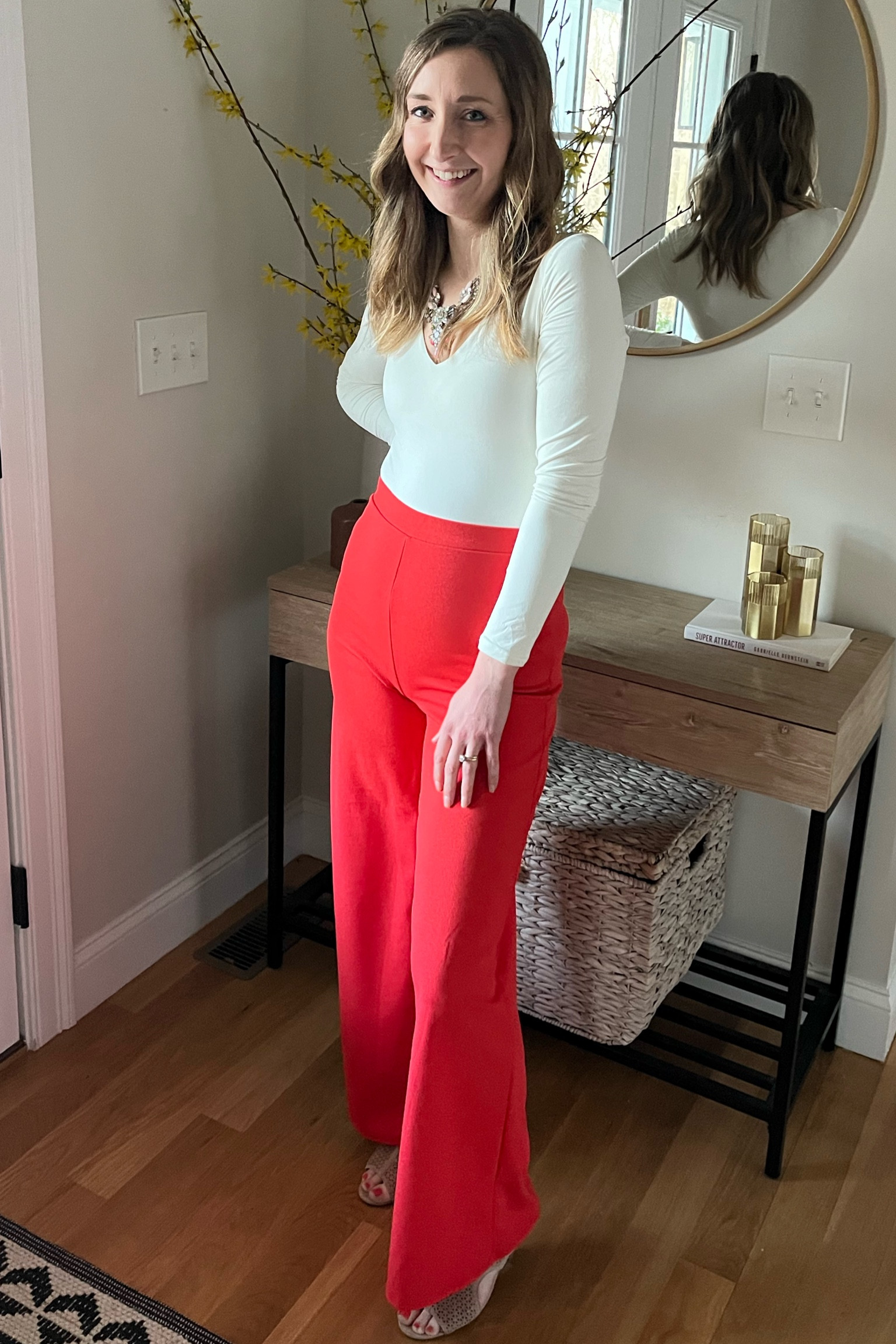 Long sleeve v-neck white thong bodysuit 

#LTKfindsunder50