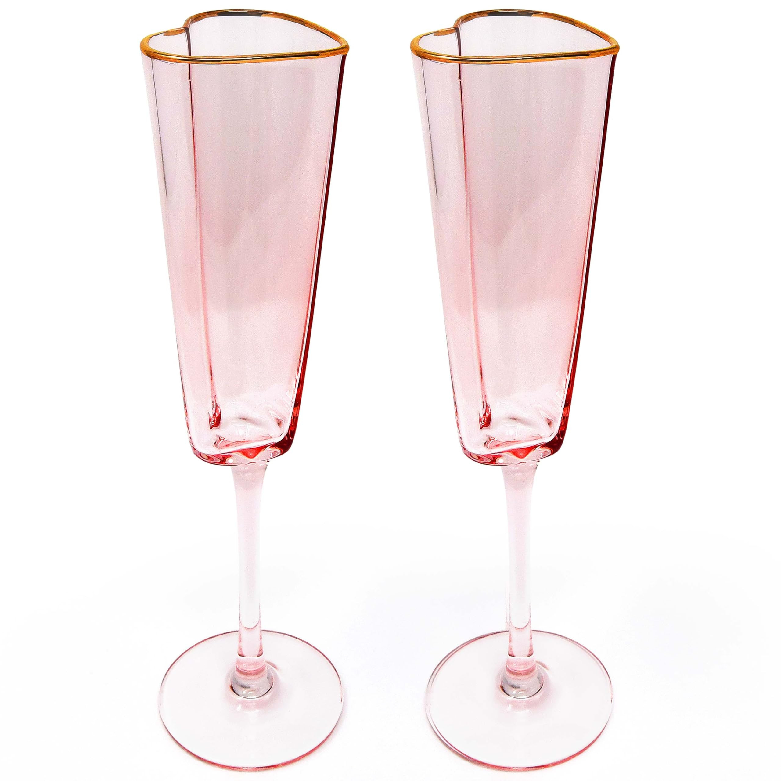 Gift Boutique Set of 2 Heart Shaped Champagne Flutes Pink Toasting Glasses Wedding Toasting Glass... | Amazon (US)