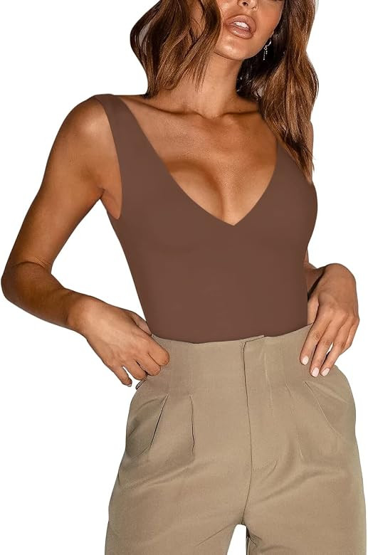REORIA Butsmooth® Women’s Trendy Sexy Plunge Deep V Neck Sleeveless V Backless Going Out Tank ... | Amazon (US)