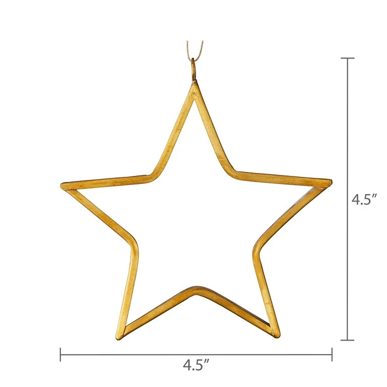 Gold Glass with Brass Edge Star Christmas Ornament, 5", by Holiday Time | Walmart (US)