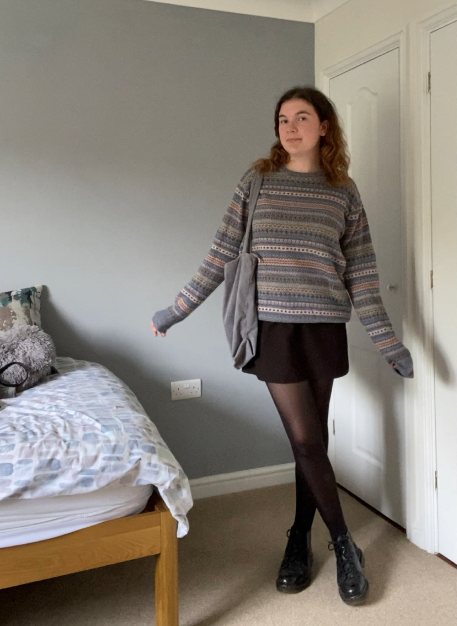 AUTUMN/FALL OUTFIT INSPIRATION 🍁☕️🍂
jumper - thrifted F&F (linked similar)
skirt - thrifted ASOS (linked similar)
black tights (linked similar)
shoes - doc martens (linked on my instagram)
tote bag - amazon (linked on my instagram)

#LTKmidsize #LTKSeasonal #LTKeurope