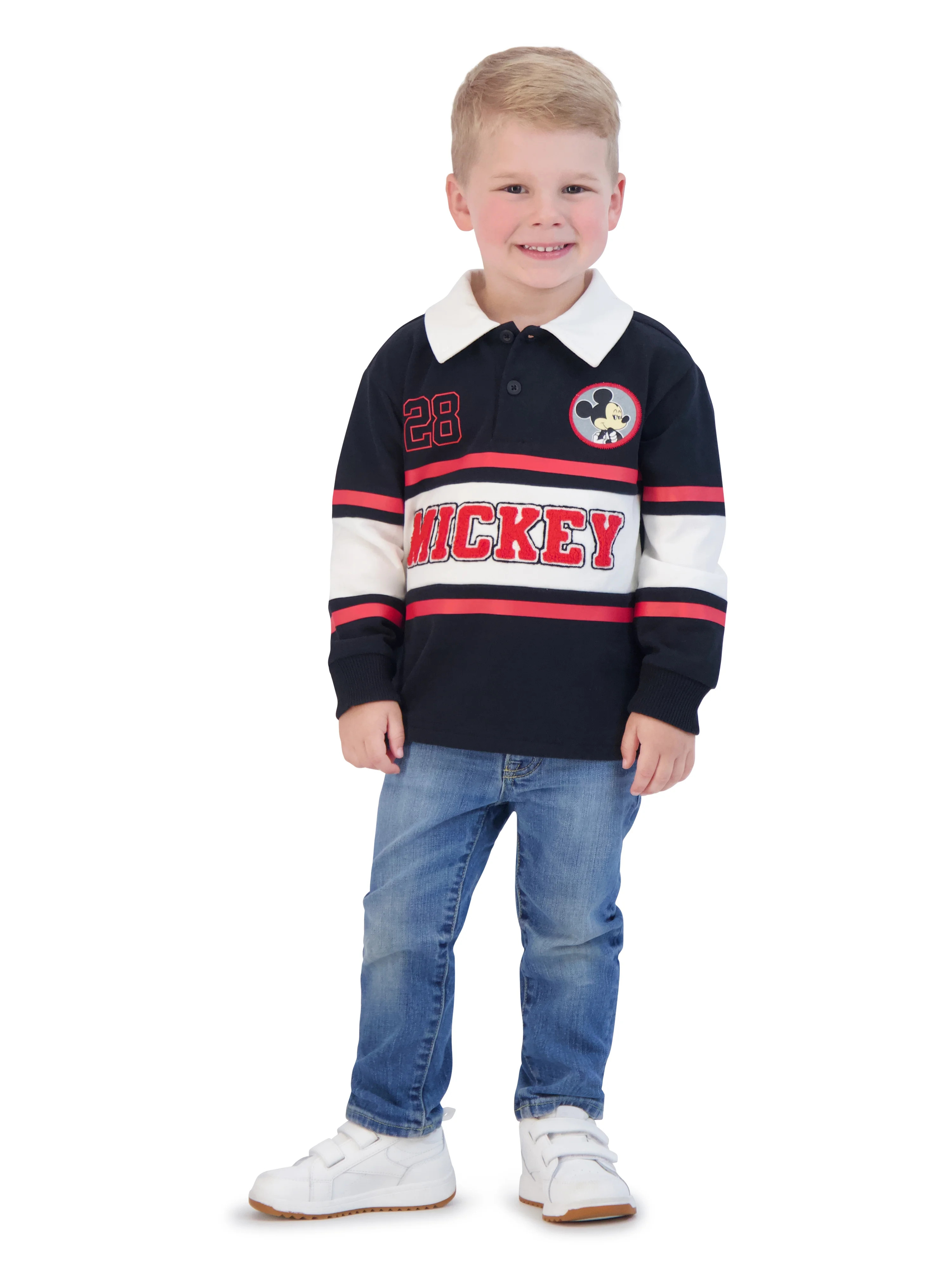 Mickey Mouse Toddler Boy Long Sleeve Polo Shirt, Sizes 12 Months - 5T | Walmart (US)