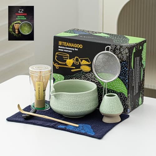 TEANAGOO Matcha Whisk Set Green,7 Pcs Matcha Set,Matcha Kit for Ceremony,Matcha Tea Set for Making Breakfast/Latte,Green Matcha Bowl(Chawan) whith Spout and Whisk,Gift for Matcha Lover | Amazon (US)