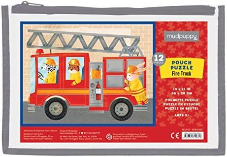 Mudpuppy Fire Truck Pouch Puzzle, 12 Extra Thick Colorful Pieces, 14”x11” – Great for Kids ... | Amazon (US)