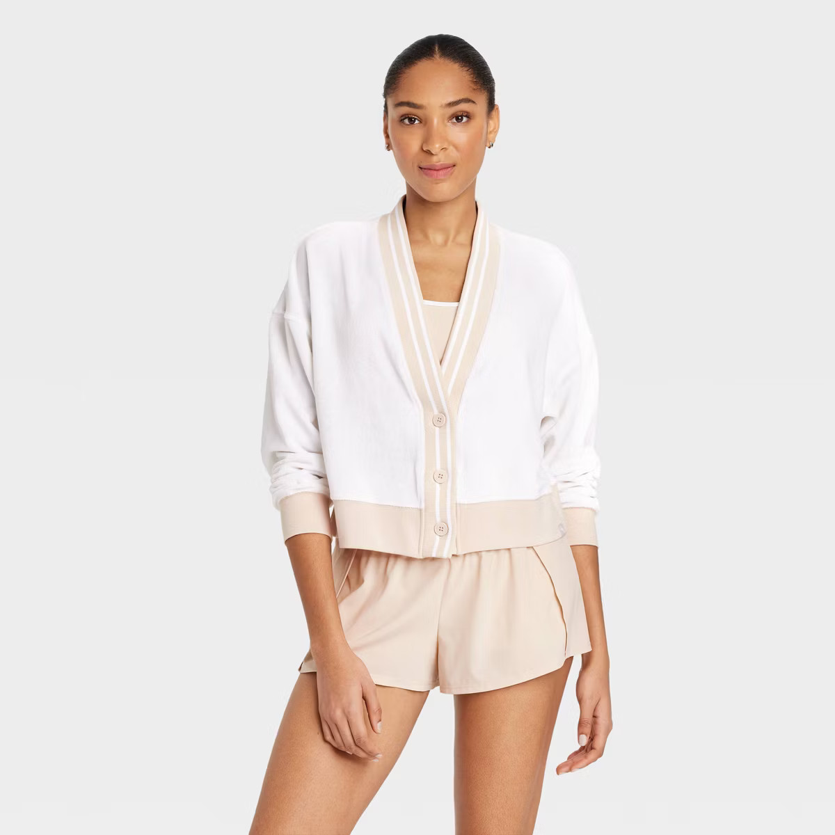 Women's Towel Terry Cardigan - JoyLab™ White M | Target