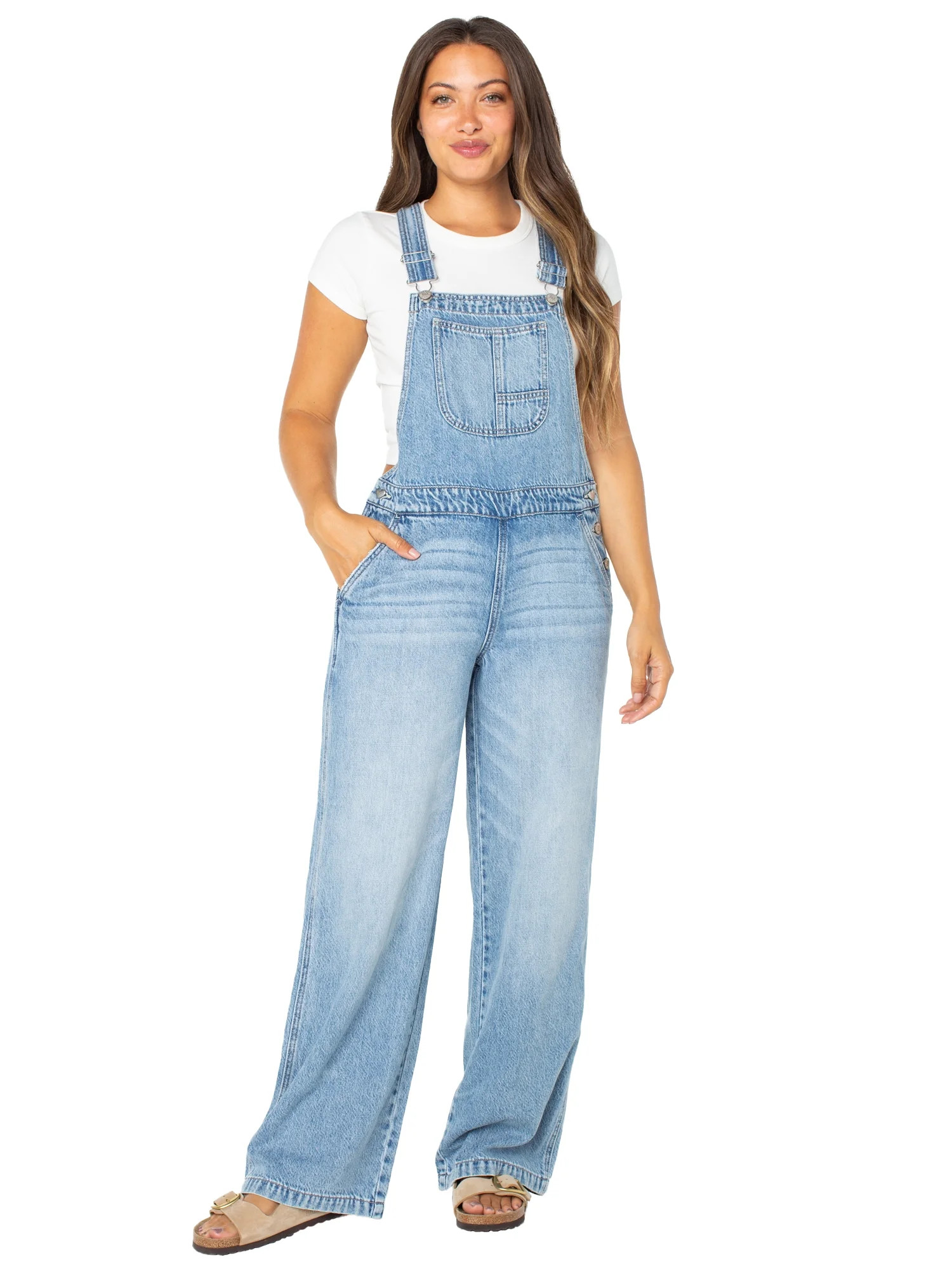 Celebrity Pink Women's Wide Leg Overalls, Sizes XS-XXXL | Walmart (US)