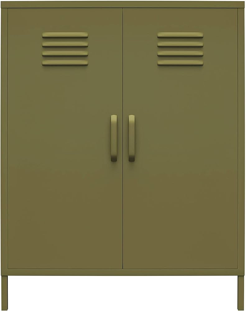 REALROOMS Shadwick 2 Door Metal Locker Style Accent Storage Cabinet, Olive Green | Amazon (US)