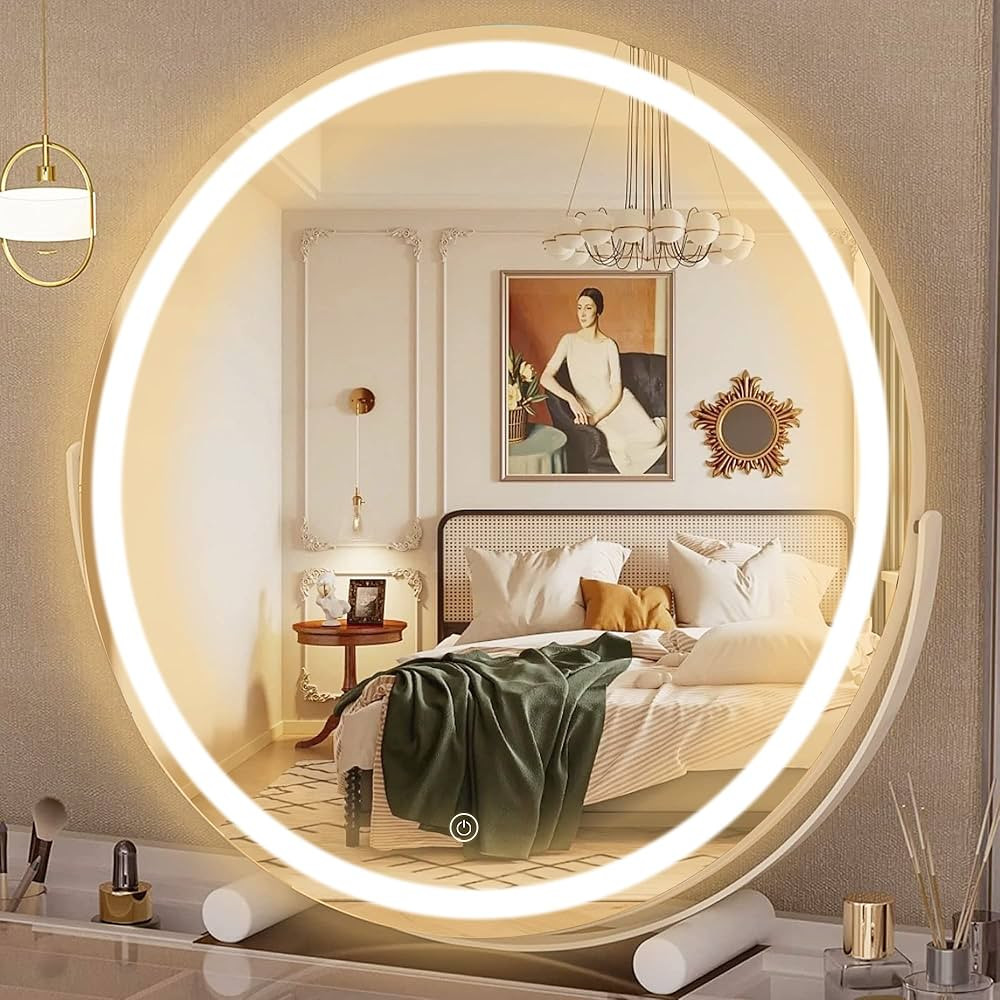 Hasipu Vanity Mirror with Lights, 18" LED Lighted Smart Touch Control 3 Colors Dimmable Round Mir... | Amazon (US)