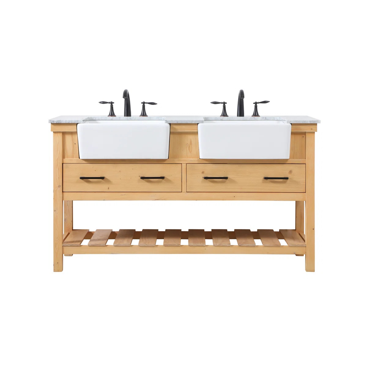 Pelaghia 60'' Double Bathroom Vanity with Marble Top | Wayfair North America