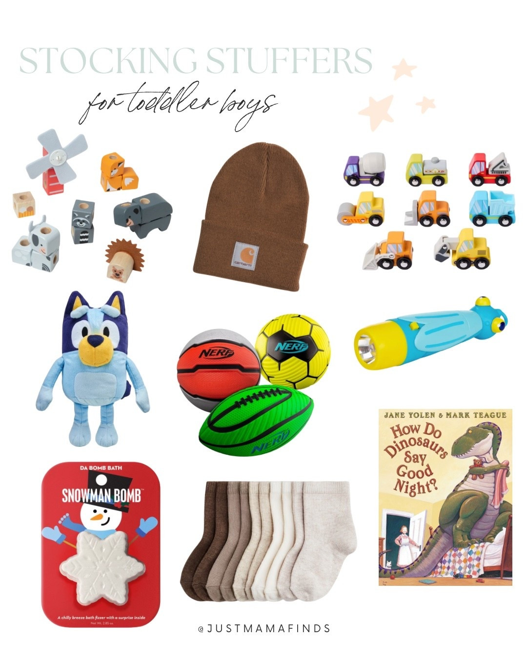 Toddler boy stocking stuffers! 


Socks, bath bomb, Bluey, trucks, farm animals, book, flash light, hat balls 

#LTKBaby #LTKKids #LTKGiftGuide