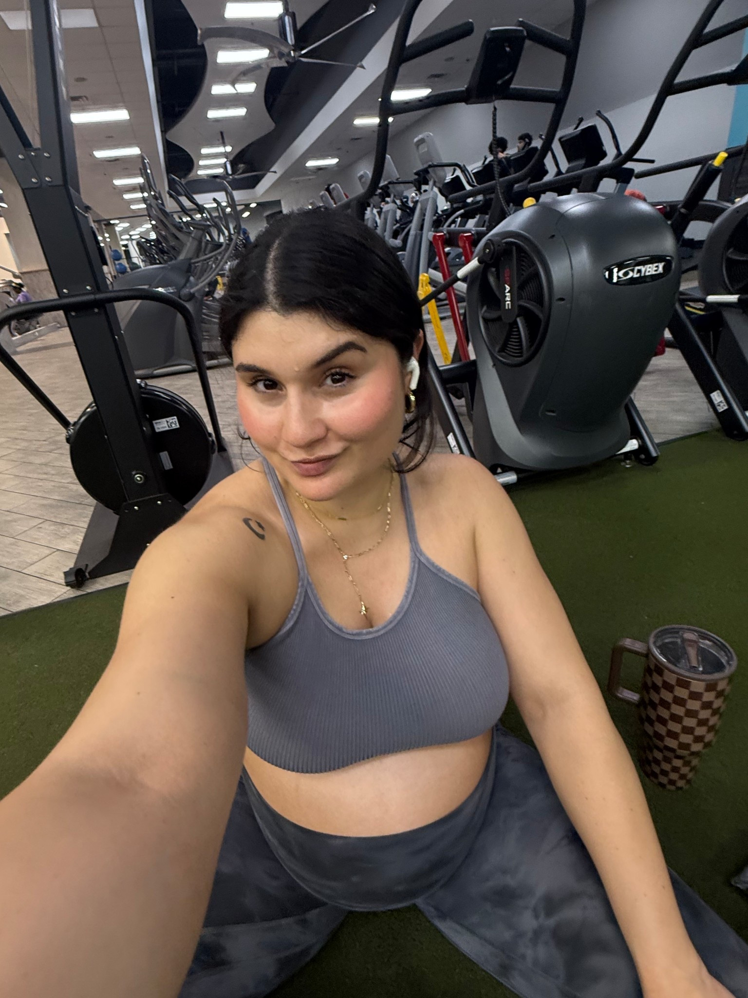 27 weeks pregnant and able to wear some of my non maternity workout clothes. The crop tank from Free People has been great all pregnancy even with breast size growing (size M/L). The leggings are size 6 and still fit comfortably. I think they run larger than other align leggings 

#LTKBump #LTKActive