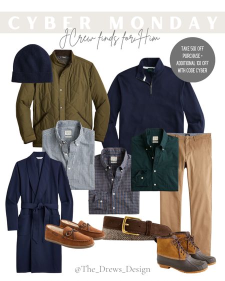 Gifts for him! Perfect for you husband, partner, brother, and in laws. Now on major sale during J Crew’s Black Friday and cyber Monday sale. Men’s sweater, coat, shirt, robe, slippers, boots, khakis, belt 

#LTKmens #LTKGiftGuide #LTKCyberweek