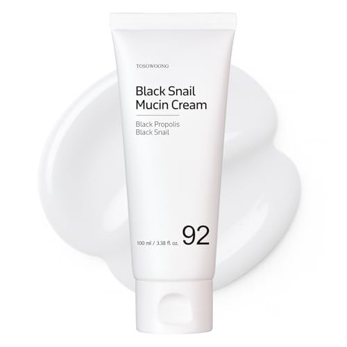 TOSOWOONG Black Snail Mucin 92% Face Cream, 920,768ppm Black Snail Mucin, Propolis, Lightweight Moisturing Cream for Soft, Glowy Skin, Moisturizer Face Cream, Korean Skin Care, 100ml, 3.38 fl.oz. | Amazon (US)