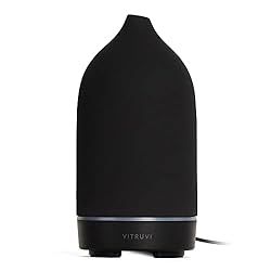 Vitruvi Stone Diffuser, Ceramic Ultrasonic Essential Oil Diffuser for Aromatherapy, Black, 90ml C... | Amazon (US)