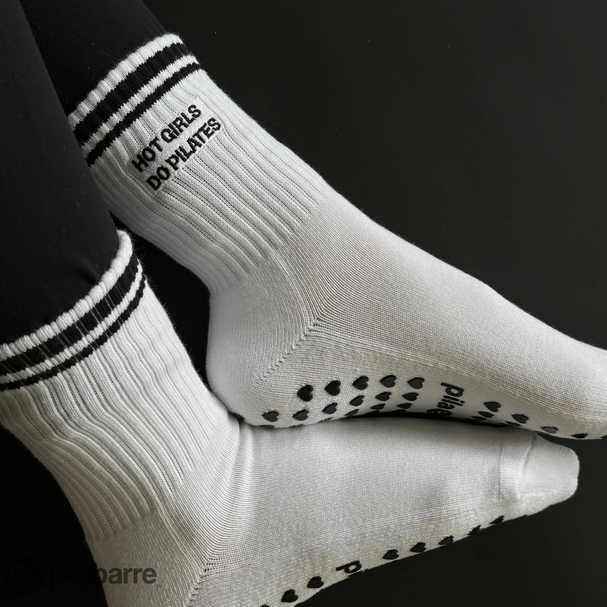 Hot Girls Do PILATES Socks - White/Black | Pilabarre