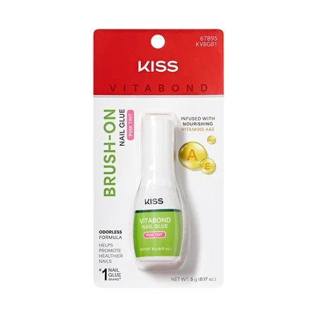 KISS VitaBond Brush-On Nail Glue For Press On Nails Vitamin A & E Infused 5g (0.17 oz.) | Walmart (US)