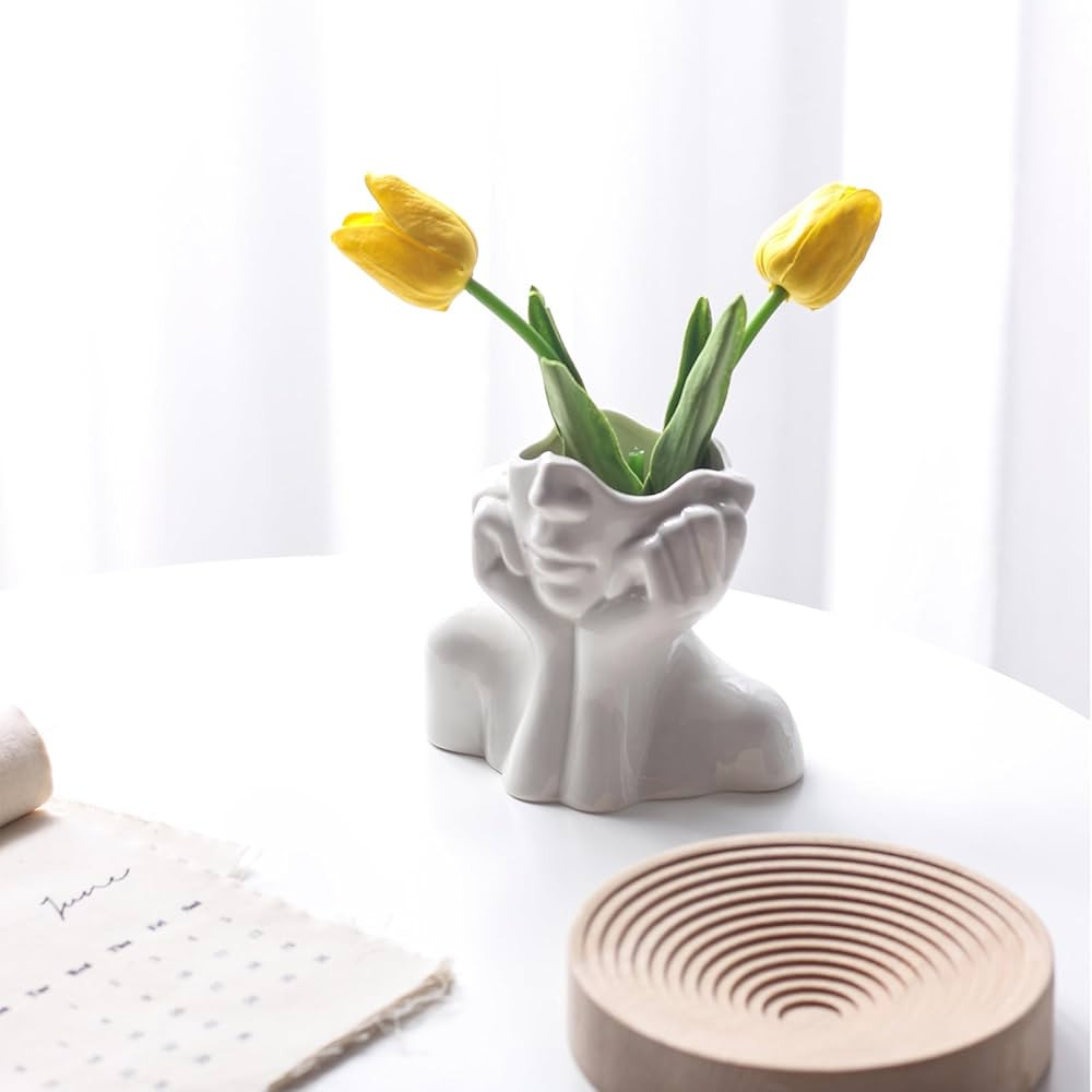 Face Vase,Flower Vase Desk Decor,Ceramic Body Vase Female Form Ideal Shelf Decor,Modern Farmhouse... | Amazon (US)