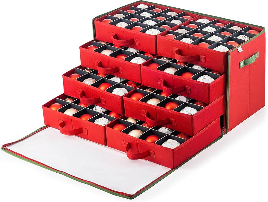 ZOBER Premium Large Christmas Ornament storage Box, with Side Open, Drawer Style Trays - 3" Compa... | Amazon (US)