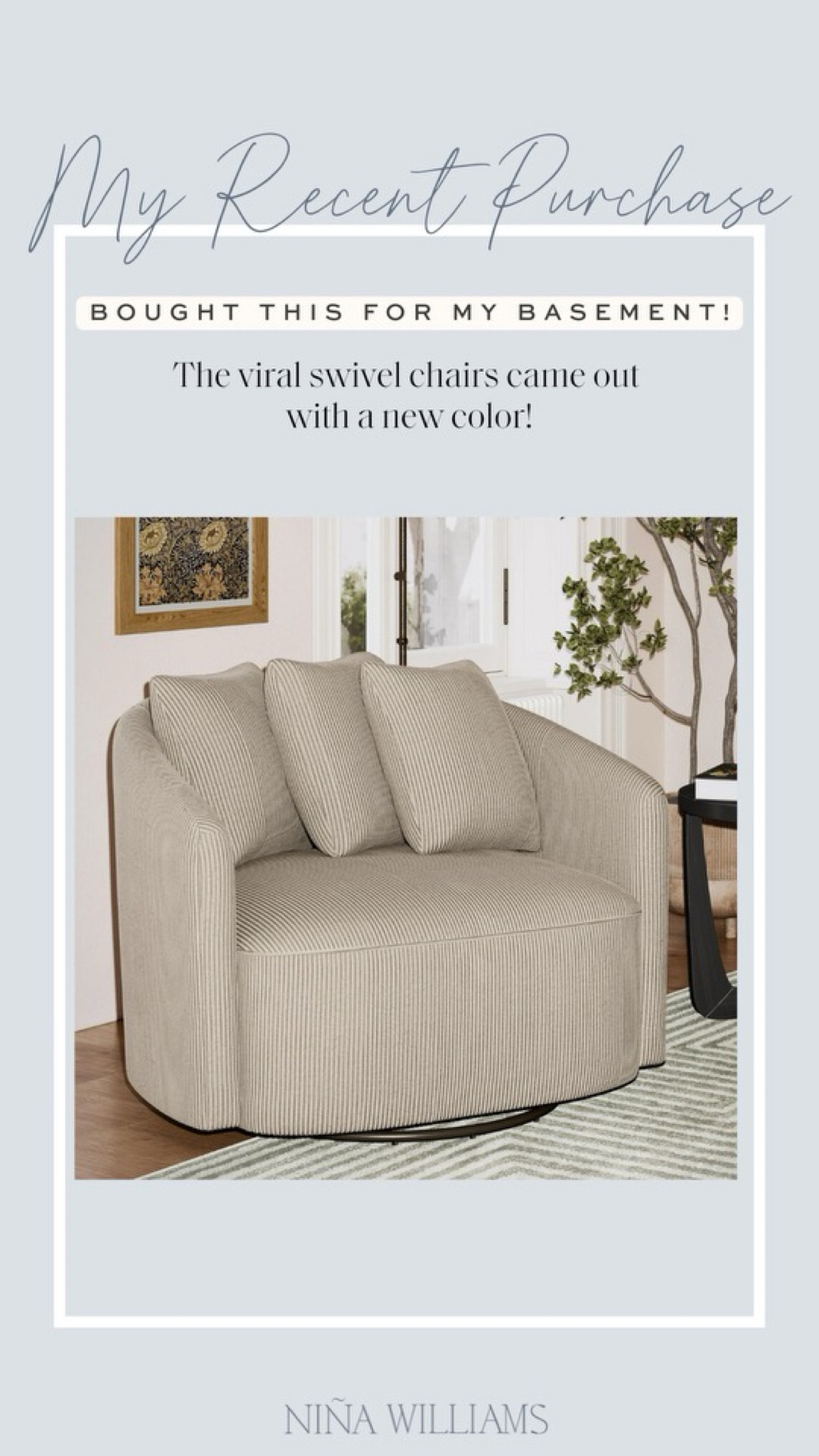 Just purchased this for our basement! The   Viral swivel chairs came out with new a color!  Neutral home furniture - Beautiful by Drew Barrymore furniture 

#LTKHome