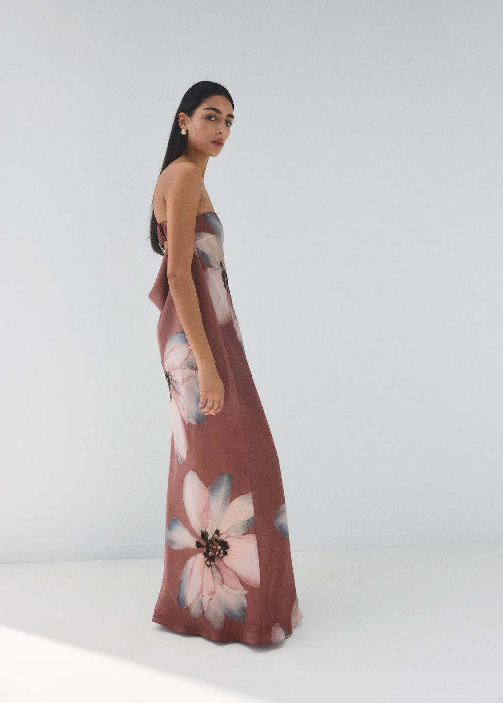 Strapless floral dress pastel pink - Woman - 4 - MANGO | Mango (US/MX/AU)