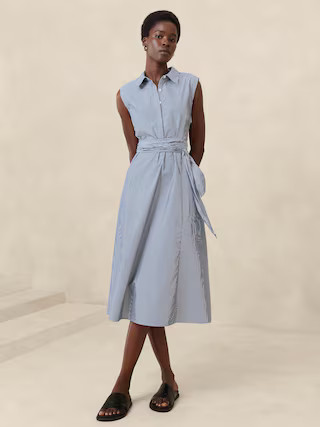 Poplin Cross-Waist Midi Dress | Banana Republic Factory