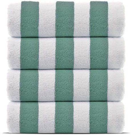 Chakir Turkish Linens Premium Quality 100% Cotton Turkish Cabana Thick Stripe Pool Beach Towels 4-Pa | Amazon (US)