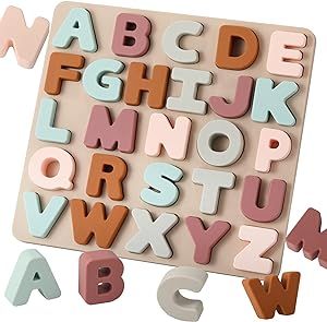 TOYHDAYO Silicone Alphabet Puzzle for Toddlers 1-3, Alphabet Toys with Puzzle Board & Letter Bloc... | Amazon (US)