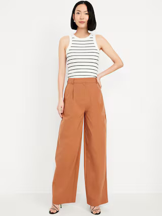 Extra High-Waisted Poplin Taylor Wide-Leg Trouser Pants | Old Navy (US)