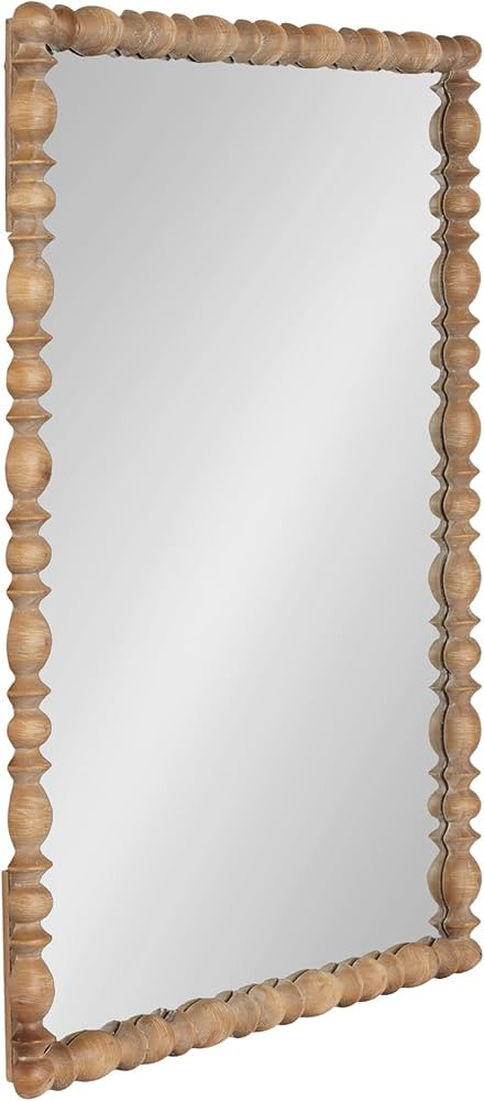 Kate and Laurel Prindle Turned Wood Beaded Rectangle Mirror, 23 x 34, Hazelnut, Vintage Coastal R... | Amazon (US)