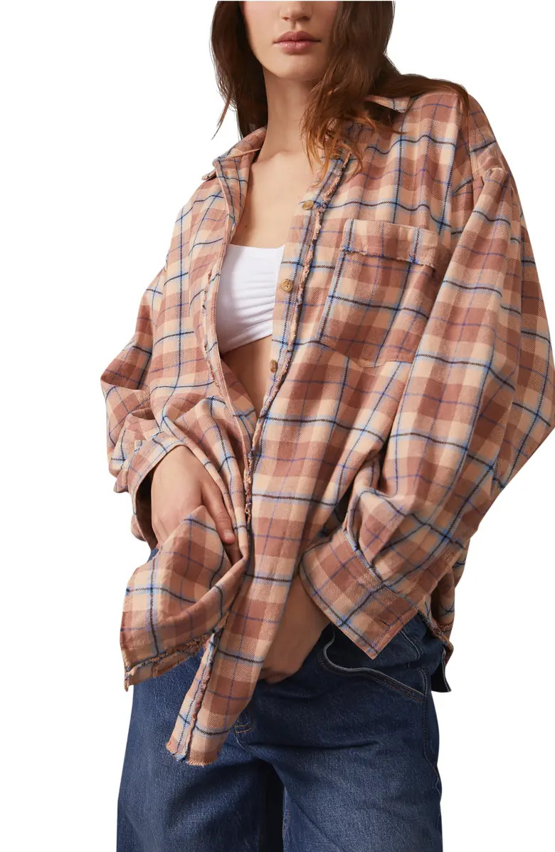 Happy Hour Plaid Long Sleeve Flannel Shirt | Nordstrom
