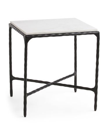 22in Marble And Forged Metal Side Table | TJ Maxx