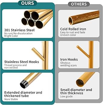 Coat Rack with Natural Marble Base, Solid Stainless Steel Coat Rack Freestanding, Coat Rack Stand... | Amazon (US)