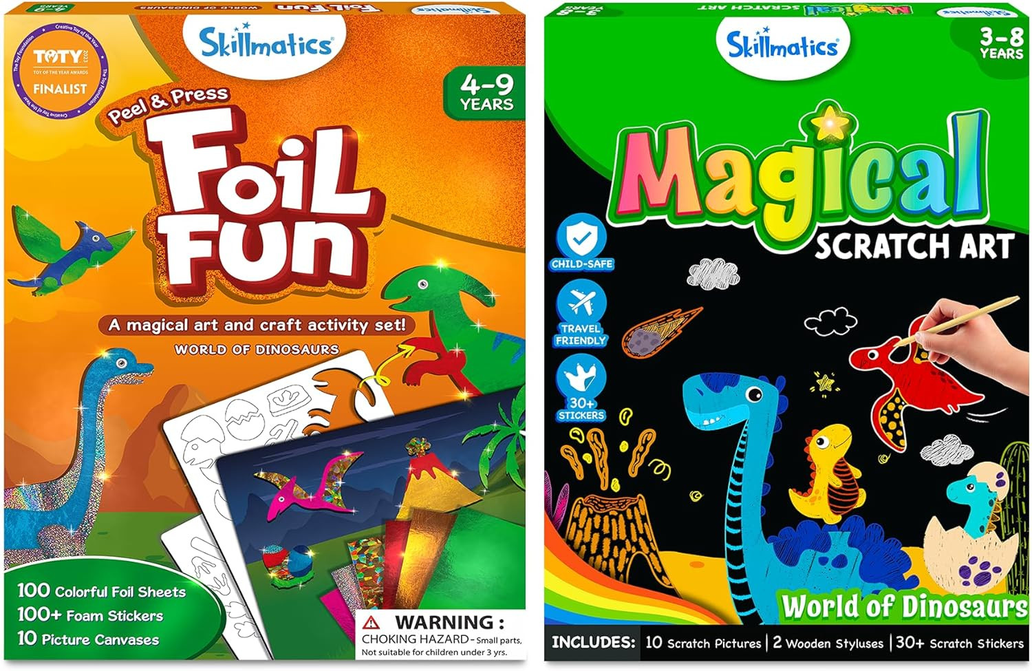Skillmatics Foil Fun & Magical Scratch Art Book Dinosaurs Theme Bundle, Art & Craft Kits, DIY Act... | Amazon (US)