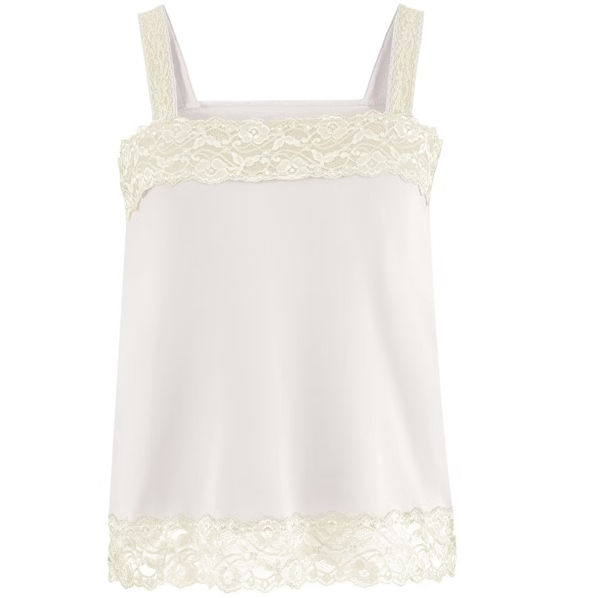 Collections Etc Lace Trim Camisole Tank Top with Square Neckline Medium White | Target