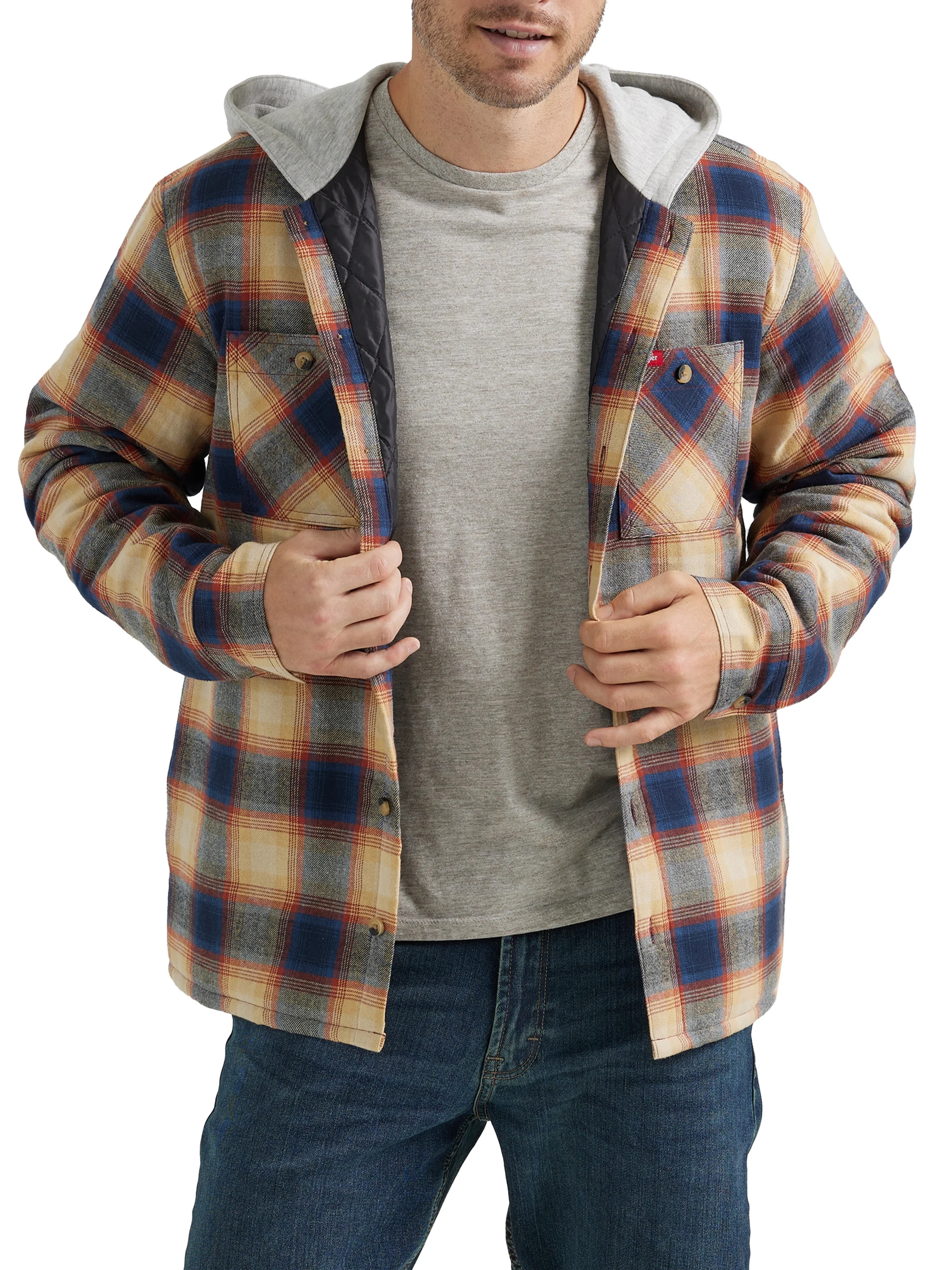 Wrangler® Men's and Big Men's Heavyweight Hooded Shirt Jacket, Sizes S-5XL - Walmart.com | Walmart (US)