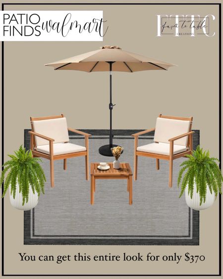 Walmart Outdoor Finds. Follow @farmtotablecreations on Instagram for more inspiration.

Devoko 3 Pieces Acacia Patio Conversation Set Outdoor Furniture Set with Cushions and Side Table for Porch, Yard and Balcony, Beige. Better Homes & Gardens 16"W x 16"L x 15.8"H Ellan White Resin Plant Pot Planter. Nearly Natural 35" Boston Fern Artificial Plant (Set of 2), Plastic, Green. CAMILSON Summer Bordered, Washable Outdoor Indoor Area Rug, Grey, 5x7. CONCETTA 9-FT Outdoor Patio Umbrella with Push Button Tilt and Crank. Mainstays 22 lbs Black Round Powder Coated Resin Patio Umbrella Base. Outdoor Space. Outdoor conversation set. Outdoor finds. Walmart Home. Walmart Best Sellers. 


#LTKSeasonal #LTKsalealert #LTKfindsunder50