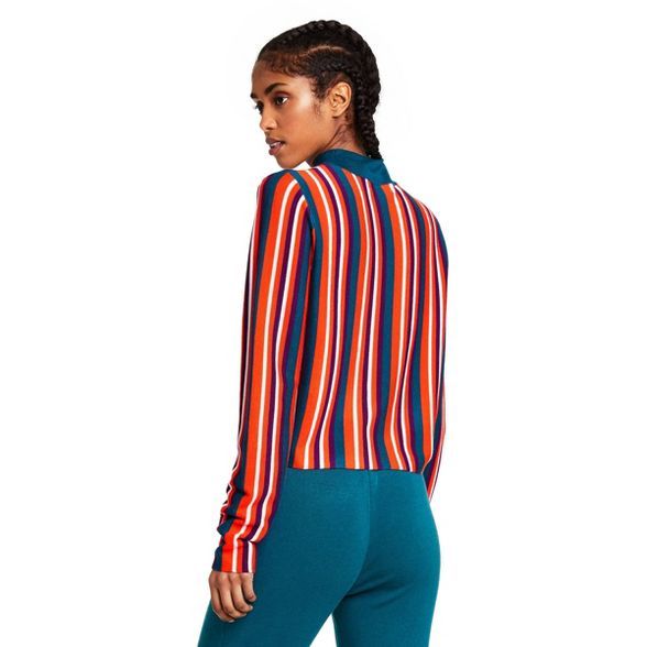 Women's Striped Mock Turtleneck Pullover Sweater - Victor Glemaud x Target Orange/Teal Blue | Target