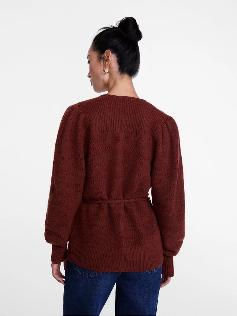 Scenario Women's and Women's Plus Open Tie Cardigan Lightweight Sweater with Long Sleeves, Sizes ... | Walmart (US)